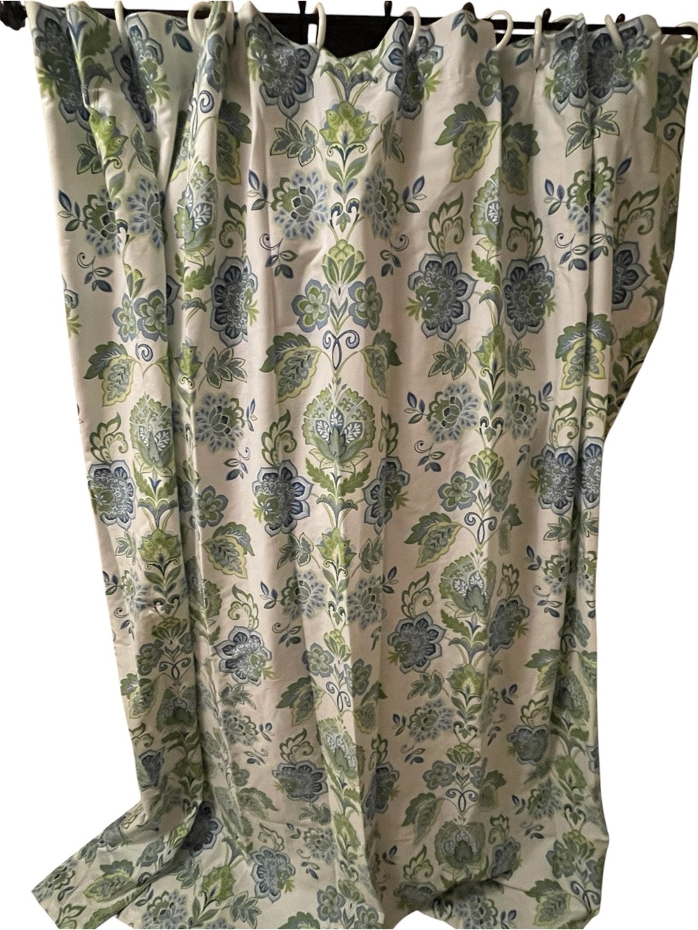Cynthia Rowley Green and Blue Floral Shower Curtain